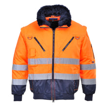 Load image into Gallery viewer, 3-in-1 Pilot Style Hi-Vis Bomber Jacket