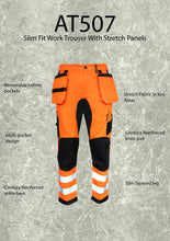 Load image into Gallery viewer, Contrast Slim Fit Stretch Hi-Vis Trouser With Removable Holster Pockets
