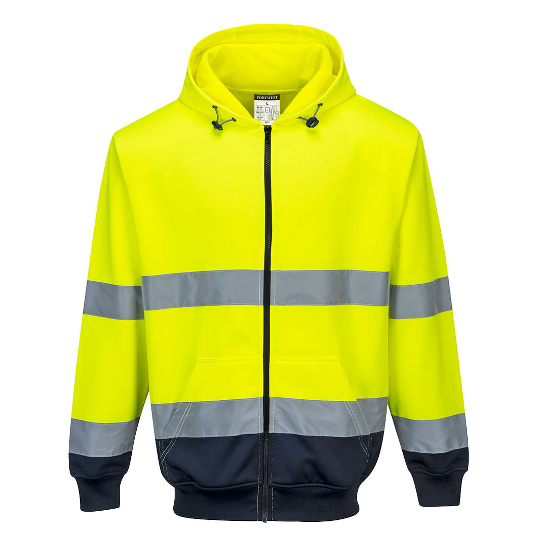 Two-Tone Zip Front Hi-Vis Hoodie